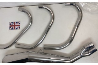 Exhaust System Stainless Steel Triumph T150 3 into 1 Reverse Cone Exhaust System Stainless Steel Triumph T150 3 into 1 Reverse Cone